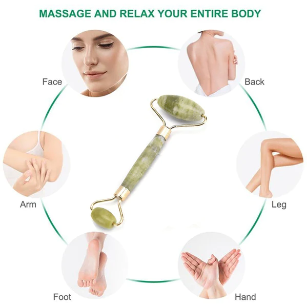 SMOOTH FACIAL ROLLER & MASSAGER NATURAL MASSAGE JADE STONE