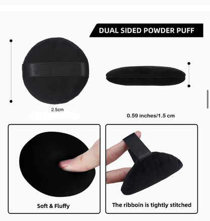 Round Powder Puff Black Pack of 3