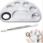 Stainless Steel Cosmetic 5 Dip Makeup Mixing Plate with Spatula